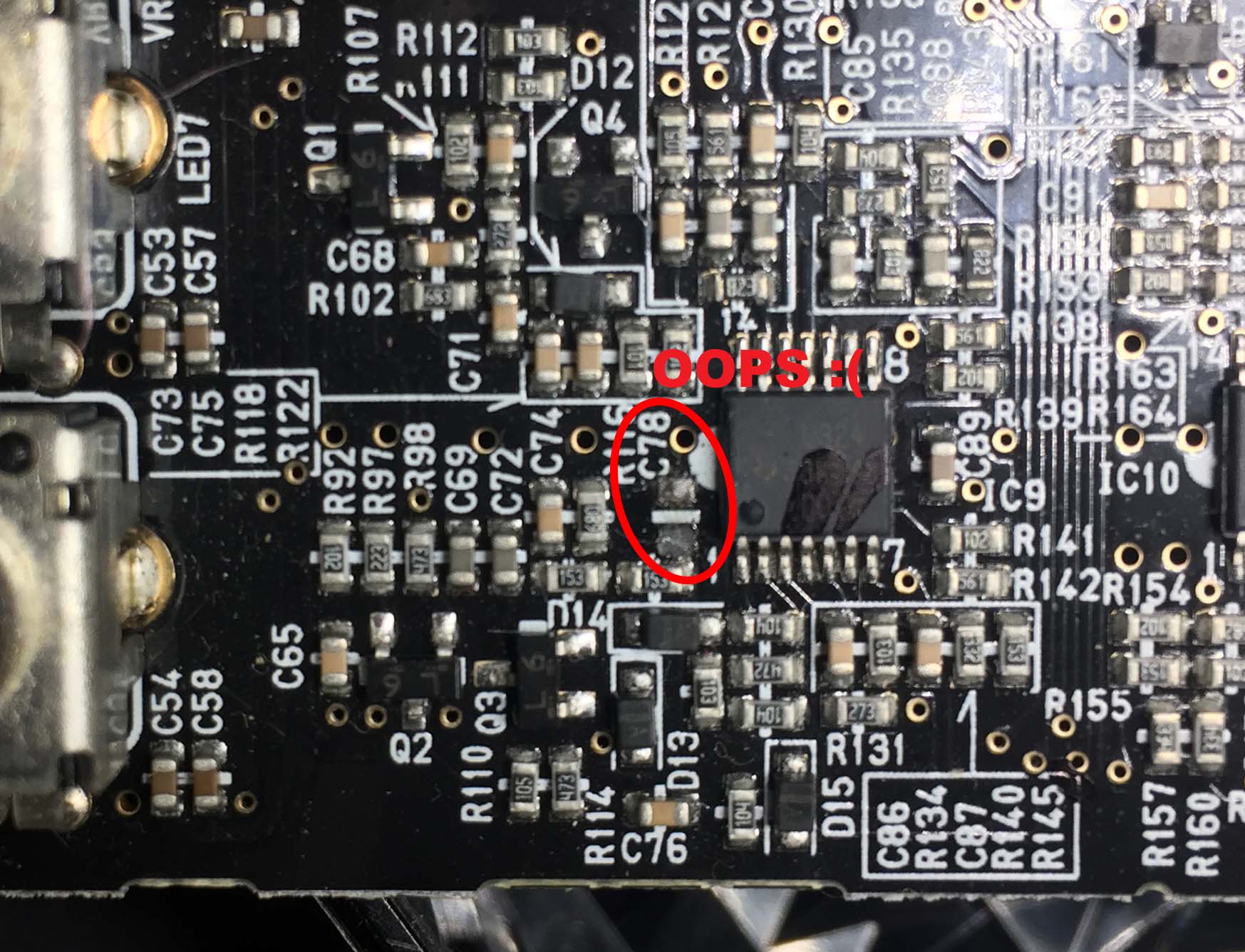 damaged C78 soldering pads